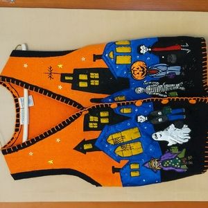 Basic Editions 1990’s Halloween Themed Embroidered Beaded VTG Vest Size Large